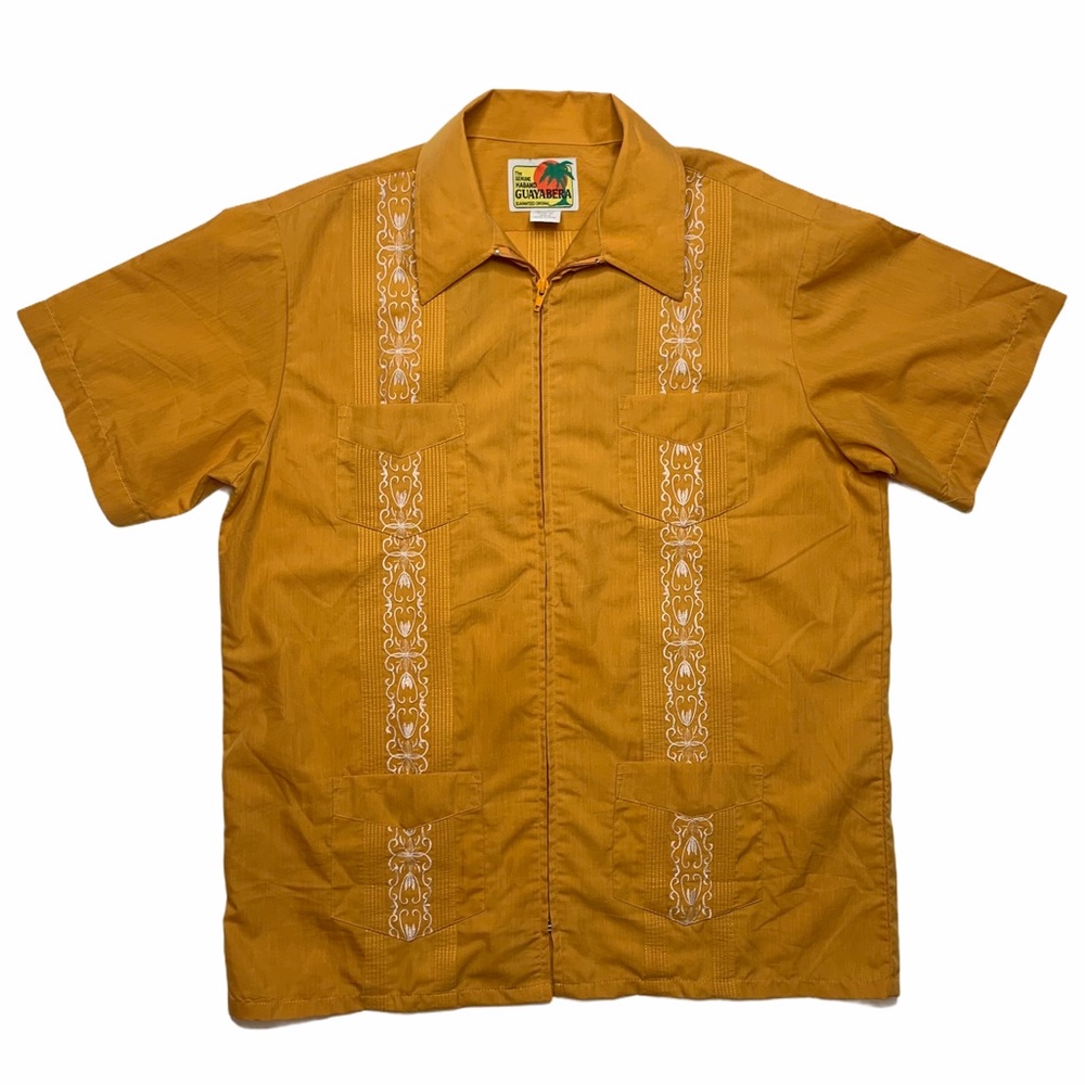 Genuine Haband Guayabera shirt MEDIUM cigar zip